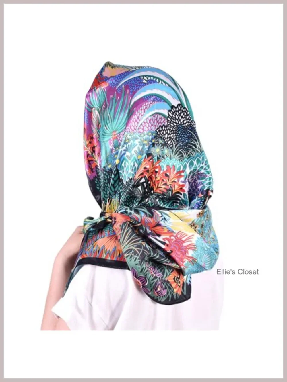 Silk-Like Satin Head Scarf for Women, Non-Slip Twill Bandana, 35x35 Square Wrap